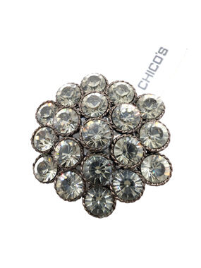 Chico's Statement Floral Brooch Pin Sparkly Gray 2" NWT